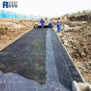 Malla de rejilla de plástico biaxial para construcción de carreteras
