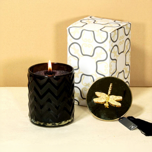 Bougie parfumée moderne en verre bleu avec parfum floral pour la décoration de la maison, bougie aromathérapeutique en cire de soja à 1 mèche - Product Image 6