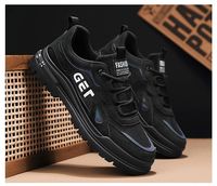 Baskets Chunky pour Hommes, Décontractées, Respirantes, en Maille et Daim, à Lacets, pour la Marche et le Sport, Semelle en Caoutchouc, Noir, Gris, Kaki