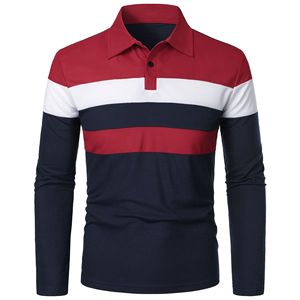 <span class=keywords><strong>Polo</strong></span> à la mode à <span class=keywords><strong>manches</strong></span> <span class=keywords><strong>longues</strong></span> et à rayures contrastées décontracté de grande taille pour hommes - Product Image 1