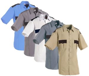 Uniforme de sécurité privé, design noir, uniforme de sécurité blanc, 100% polyester, chemise à manches courtes bicolore - Product Image 1