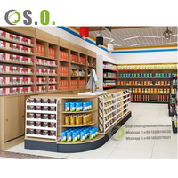 Étagères de présentation en bois personnalisées modernes pour la décoration de l'ensemble du magasin, accessoires de supermarché, étagères pour magasin de détail