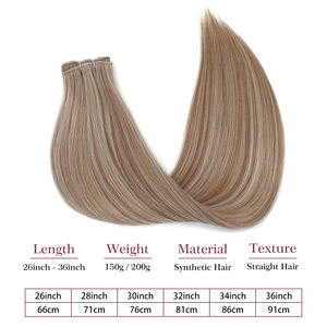 Bundel rambut lurus tulang Salon serat ekstensi rambut alami Super panjang sintetis rambut lurus Yaki penuh ke ujung - Product Image 2