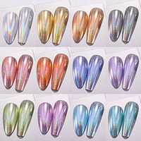Kit de poudre à ongles chromée, 12 couleurs, poudre à ongles holographique extra fine, or laser, argent, rose, paillettes holographiques, poussière à frotter, métal
