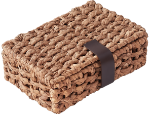 Water Hyacinth <b>Wicker</b> Natural Decorative <b>Storage</b> <b>Basket</b> <b>Lid</b> Rectangular Handwoven Shelf Box for Home Organization Desktop Decor - Product Image 3