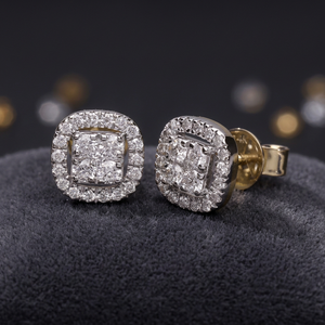 ต่างหูเพชรทรงกลมเจียระไนแบบบริลเลียนท์ 14K เยลโลว์โกลด์ น้ำหนัก 0.56 กะรัต ชุบโรเดียม สวยสง่าเหนือกาลเวลา - Product Image 1