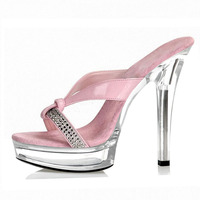 Femmes strass 13cm bout ouvert Sexy élégant talons fins pantoufles fétiche robe bande pôle danse danseuse exotique modèles passerelle
