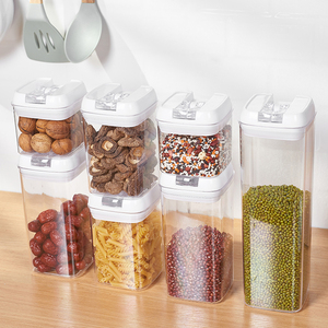 Wholesale Airtight <strong>Plastic</strong> Rectangle 7 Pieces Pack Canister Cereal Kitchen Organizer Pantry Food Storage <strong>Containers</strong> Set <strong>Lids</strong> - Product Image 5
