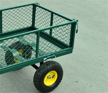 Heavy Duty Cast Iron Garden Wagon Cart 3.50-4 Pneumatic Foldable Hand Trolley Four-Wheel Platform Mesh Tools OEM 250kg Load