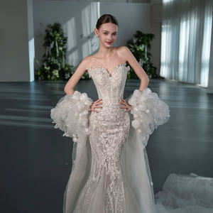 Robe de mariée sirène élégante Jancember GT157 avec <span class=keywords><strong>voile</strong></span>, dentelle brodée et <span class=keywords><strong>décolleté</strong></span> cœur - Product Image 4