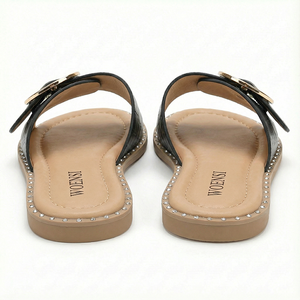 <span class=keywords><strong>Sandali</strong></span> da <span class=keywords><strong>Donna</strong></span> alla Moda con Stampa Coccodrillo <span class=keywords><strong>Neri</strong></span> con Fibbia Dorata e Strass Slip-on - Product Image 6