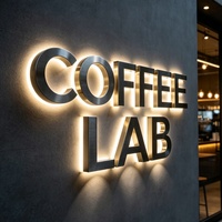 Lettres en relief LED double éclairage pour devanture de magasin, enseignes en acrylique, lettres en relief métalliques, enseignes publicitaires LED avec barre métallique pour café