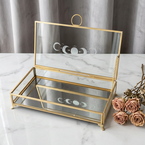 Wholesale Luxury Home Decorations Brass Glass Storage Organizer Box with Custom Logo for Jewelry and Cosmetics - Product Image 1