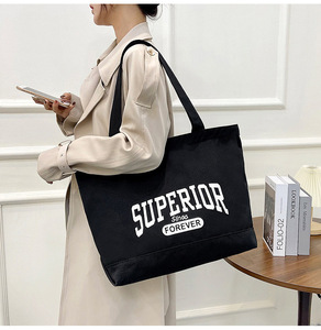 Sacs fourre-tout en coton <span class=keywords><strong>de</strong></span> marque <span class=keywords><strong>de</strong></span> distributeur avec logo d'écriture personnalisé en noir marron Eco Custom Design Big Canvas Bags Totes avec poche - Product Image 6
