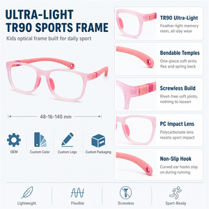 Gafas <span class=keywords><strong>de</strong></span> Lectura Ópticas con <span class=keywords><strong>Lentes</strong></span> Cuadradas Ligeras para Niños, Monturas para Niños con Todas las Formas <span class=keywords><strong>de</strong></span> Rostro - Product Image 2