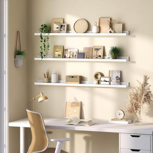 مجموعة أرفف عائمة من <span class=keywords><strong>3</strong></span> أرفف حائطية من HOOBRO ، مع حافة مرتفعة وأقواس غير مرئية ، للحمام ، B - Product Image 6