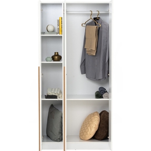 Large 3 Door White Oak Colour MANDO Wardrobe Scandinavian Style Triple Closet for Master Bedroom Spacious Clothing Organization - Product Image 3