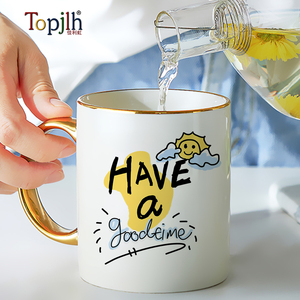 Topjlh Bán Buôn Món Quà Ưa Thích Thăng Hoa 11Oz Trắng <span class=keywords><strong>Mug</strong></span> Với Vàng Xử Lý Và Rim Tùy Chỉnh Hình Ảnh Thăng Hoa <span class=keywords><strong>Mug</strong></span> - Product Image 3