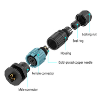 Fiche de câble multicœur M15 10 A Connecteur mâle et femelle étanche avec broches en cuivre plaqué or Câble adaptateur soudé