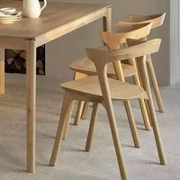Chaise à dossier minimaliste moderne pour la maison, l'hôtel et la salle à manger, chaise de salle à manger en bois massif de couleur bois naturel