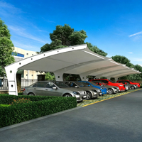 Auvent de voiture moderne en membrane PVDF haute résistance, anti-corrosion, imperméable, ignifuge, résistant au vent 120 km/h, auvent extérieur personnalisé