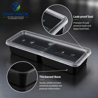 Boîte à bento japonaise personnalisée, boîte de préparation de repas jetable en plastique PP avec une capacité de 17 oz, imprimée en UV pour l'emballage alimentaire des restaurants