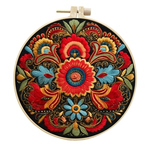 Fellows Handmade <b>Embroidery</b> DIY Starter Cross Stitching <b>Kits</b> for Beginners with Cotton Fabric Foundation Round Shape - Product Image 2