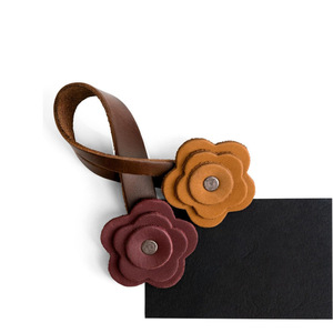 Vintage leather rose <b>bag</b> <b>charm</b>, Bohemian style <b>bag</b> ornament, handmade flower hanging rope - Product Image 3