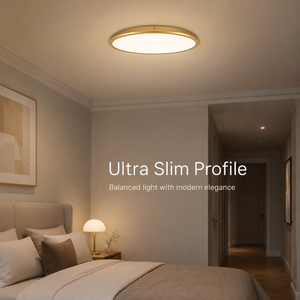 Minimalist Round <b>LED</b> Ceiling <b>Light</b> Aluminum Frame <b>with</b> Acrylic <b>Diffuser</b>, Gold Finish Ultra-Thin Design for Bedroom Living Room - Product Image 2