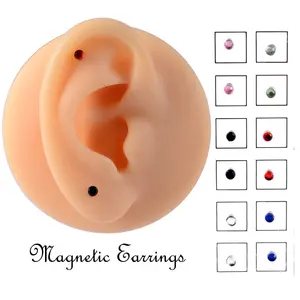 12 Buah/Set Magnet Telinga Tragus Tulang Rawan Bibir Labret Stud Cincin Hidung Palsu Penipu Non Tindik Perhiasan Magnetik Anting-Anting Tindik