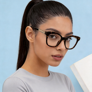 CC87111 – Lunettes anti-lumière bleue pour femme, monture carrée unie en TR90, branches en métal, écologiques, légères et tendance pour le quotidien - Product Image 2