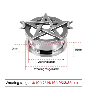 Großhandel 10mm Anlauf Free <span class=keywords><strong>Star</strong></span> Edelstahl Piercing Schmuck Ohr Tunnel Stecker Messgeräte Ohrringe - Product Image 6