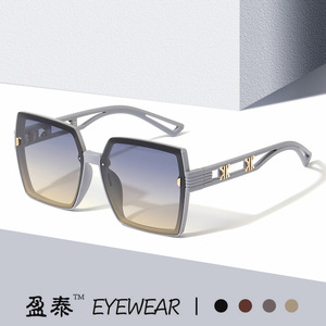 Yingtai Eyewear Square <b>Oversized</b> <b>Sunglasses</b> Grey PC Frame UV400 Protection Women Fashion Sun Glasses - Product Image 1