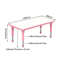 Meubles d'école maternelle, ensemble d'étude pour enfants |   Plateau de table en panneau de particules durable, pieds métalliques réglables et stables, logo personnalisé OEM multicolore