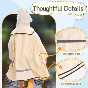 Poncho imperméable INS pour bébé avec oreilles 3D, fermeture éclair sur le devant, idéal pour l'extérieur - Product Image 3