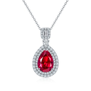 925 Silver Cultivated <b>Ruby</b> <b>Necklace</b> Laboratory-Made Luxury Jewelry High-End Elegant Classic Style Banquets and Ceremonies H - Product Image 1