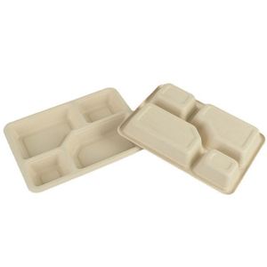 Cajas de Almuerzo Desechables de Pulpa de Bambú Totalmente Biodegradables con Logotipo Personalizado al por Mayor, Envases de Alimentos a Prueba de Fugas - Product Image 2