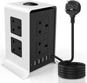 UK Charger Power Strip With Surge Protector, Tower Power Strip with Socket and USB, OEM orders Accepted