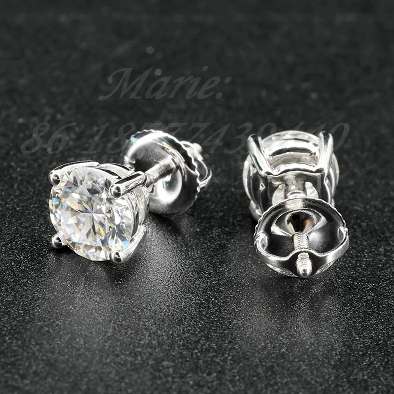 factory price 1ct-10ct moissanite s925 earring for women and man diamond stud earrings vvs moissanite stud earrings