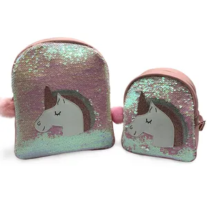 China Stock Mini multifuncional PU al aire libre lindo <span class=keywords><strong>bolsa</strong></span> <span class=keywords><strong>de</strong></span> la escuela <span class=keywords><strong>de</strong></span> niños unicornio Flip lentejuelas bolso mochila - Product Image 1