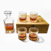 Juego de decantador de whisky cuadrado de vidrio transparente sin plomo de 25 oz, caja de madera grabada de whisky personalizada para licor Scotch Bourbon