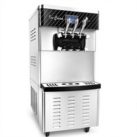 Mesin Es Krim Soft Serve 3 Rasa dengan Layar LED Komersial, Pompa Udara, dan Bahan Stainless Steel untuk Restoran, Hotel, dan Katering Makanan Cepat Saji