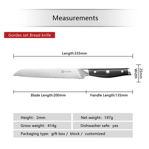 Cuchillo de pan dentado de acero inoxidable de 8 pulgadas con mango de ABS para rebanar pan <span class=keywords><strong>casero</strong></span>, pastel, cuchillo de pan de cocina - Product Image 2
