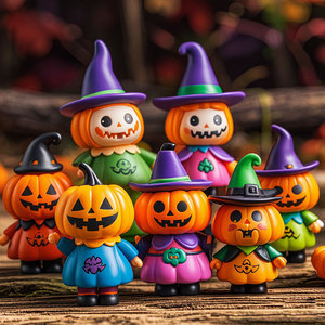 Poupées sorcières citrouilles en plastique, jouets d'Halloween pour enfants, décoration intérieure - Product Image 1