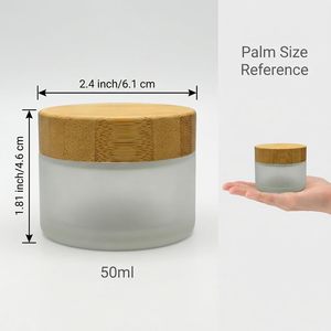 Envase Redondo Personalizado de Bambú para Cosméticos, Frasco de Vidrio Esmerilado de 100 ml con Tapa de Bambú - Product Image 2