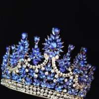Grosir Royal kristal biru tua mahkota Ratu Aloi mahkota kontes