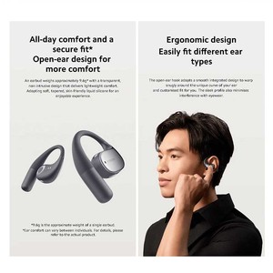 หูฟังไร้สายแบบเปิดหูตัดเสียงรบกวน IP54 กันน้ำ รองรับบลูทูธ 5.3 ความหน่วงต่ำ เหมาะสำหรับออกกำลังกาย วิ่ง พร้อมไฟ LED แสดงสถานะ - Product Image 2