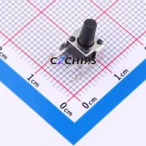 TS013-CBW0FH9.5 Tactile Switch Through hole-4P,7.5x7mm Switch Single Pole Single Throw Round Button 2.5N Right Angle Insert - Product Image 1