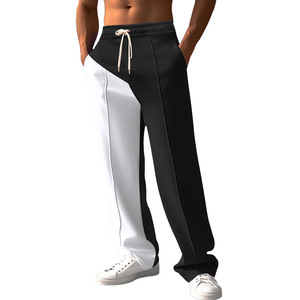 Pantalon décontracté polyvalent coupe droite color block <span class=keywords><strong>de</strong></span> haute qualité pour <span class=keywords><strong>homme</strong></span>, collection Printemps-Été 2026, coupe ample et oversize - Product Image 3