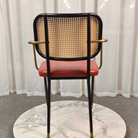Silla de Comedor de Estilo Moderno de Mediados de Siglo, con Patas de Metal Negro TB21 y Tejido de Mimbre Vintage, Venta Directa de Fábrica al Por Mayor